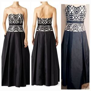 Aidan Mattox Strapless Black and White Dress Size 12